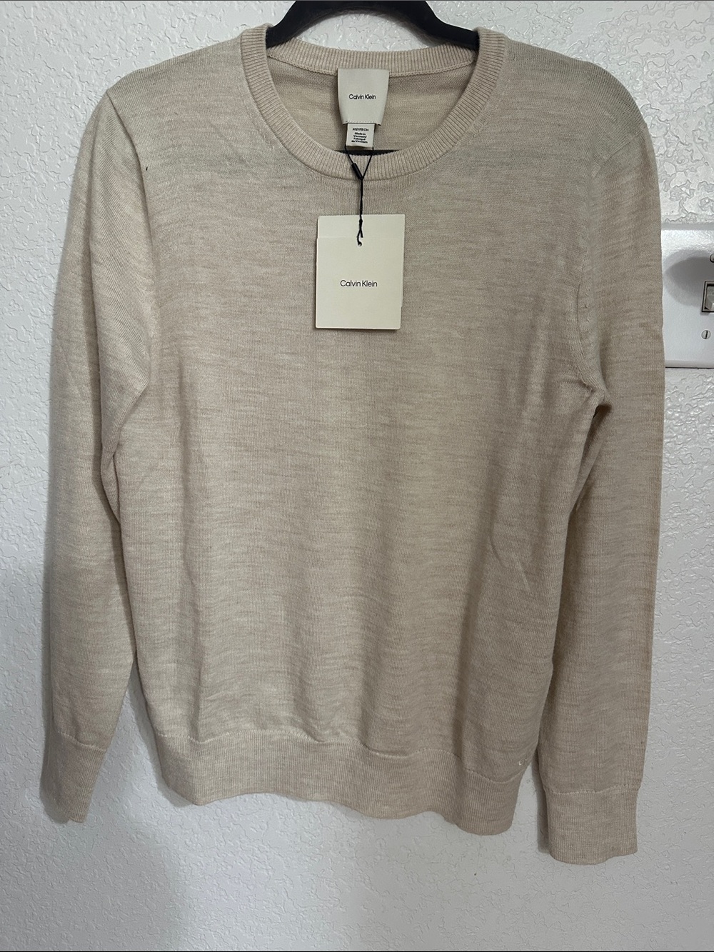 Calvin Klein Men’s Crewneck Sweater in Oatmeal